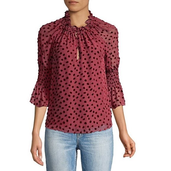 🎁 Rebecca Taylor Velvet Dot Blouse